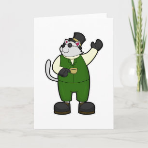 Tarjeta Gato como novio con café y sombrero
