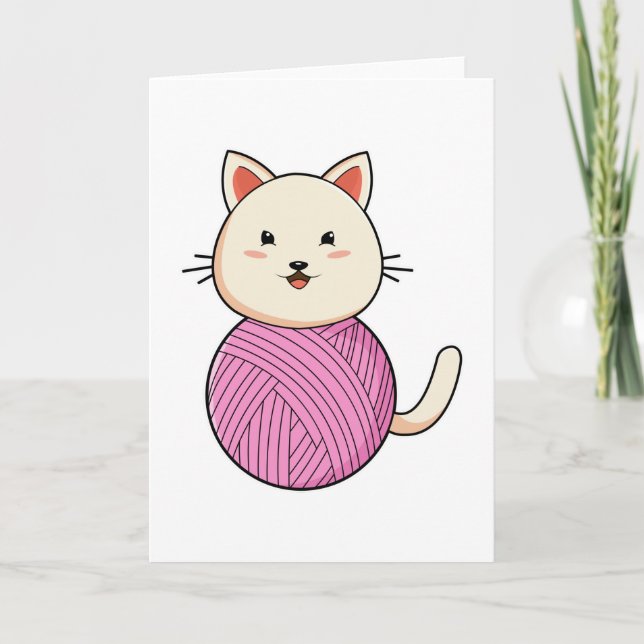 Tarjeta Gato con bola de hilo de lana (Anverso)