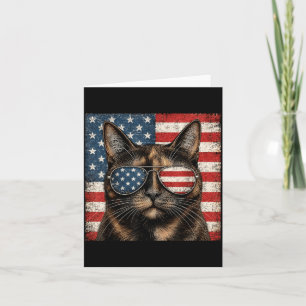 Tarjeta Gato con caparazón de tortuga 4 de julio bandera a