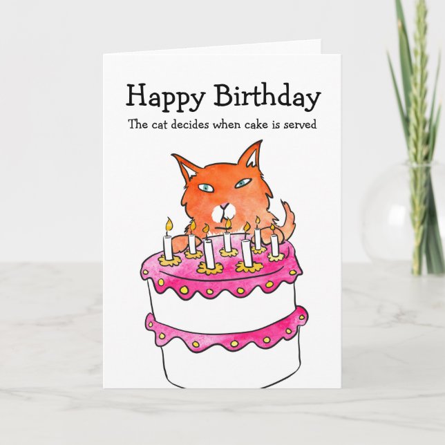 Tarjeta Gato con carta de pastel (Anverso)