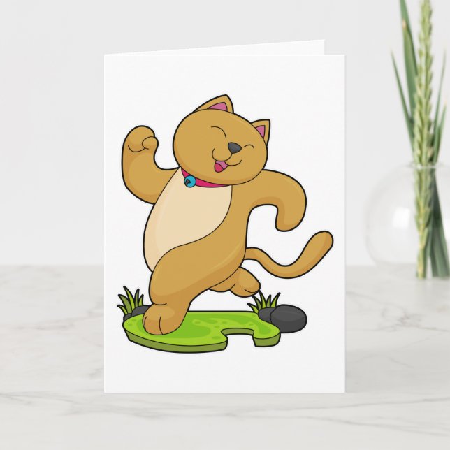 Tarjeta Gato con Collar Corriendo (Anverso)