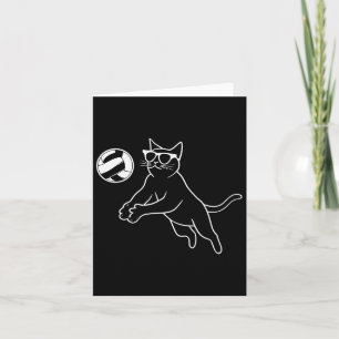 Tarjeta Gato Con Gato De Voleibol Con Sombrillas