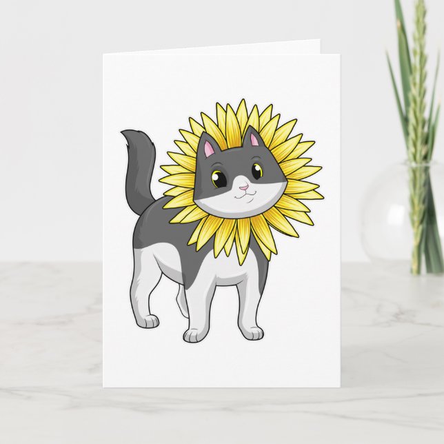 Tarjeta Gato con girasol (Anverso)