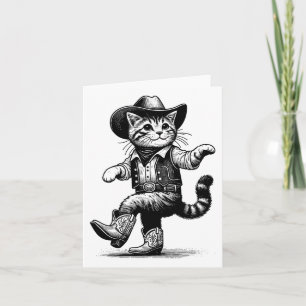 Tarjeta Gato Con Gorra De Vaquero Y Boots Cowgirl Western 