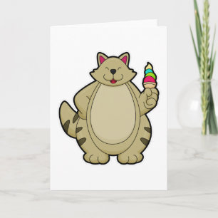 Tarjeta Gato con helado Waffle