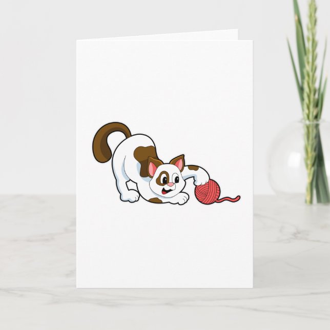 Tarjeta Gato con ovillo de lana (Anverso)