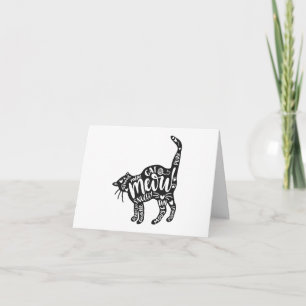 Tarjeta Gato con palabras en BLANCO de diseño interno