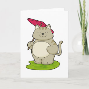 Tarjeta Gato con paraguas