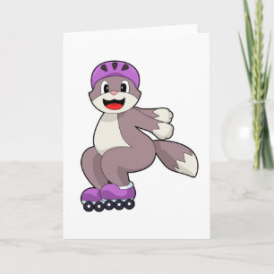 Tarjeta Gato con patines de ruedas