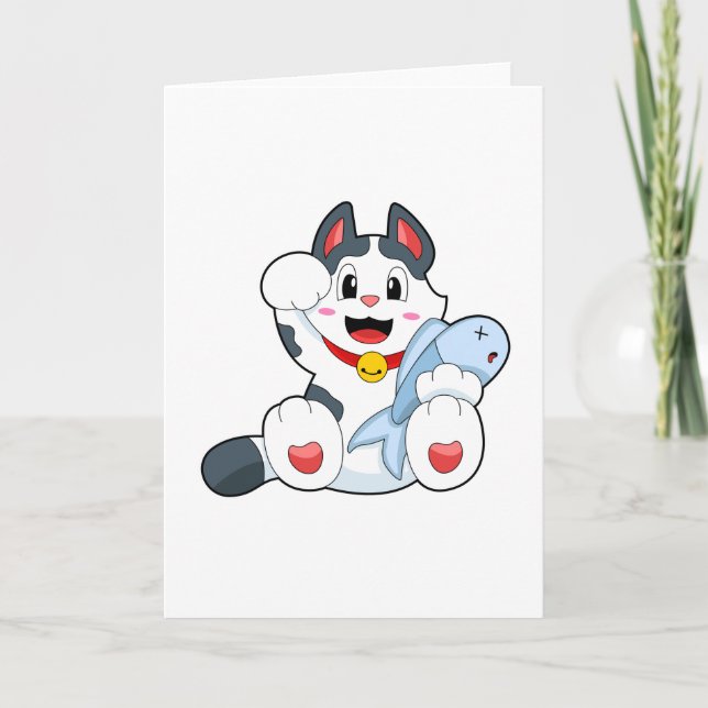 Tarjeta Gato con peces (Anverso)