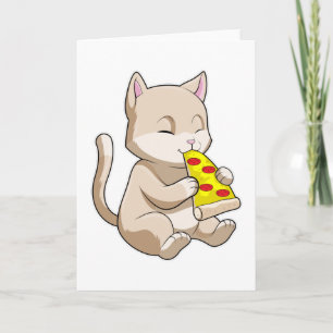 Tarjeta Gato con pizza