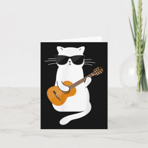 Tarjeta Gato Con Sombrillas Jugando Guitarista De Guitarra