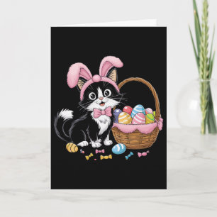 Tarjeta Gato conejito de Pascua lindo con kit divertido de