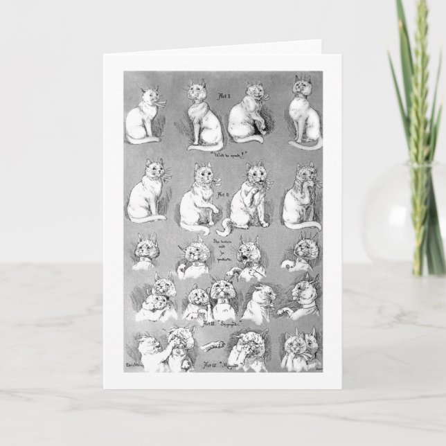 Tarjeta Gato, cortejo y matrimonio, novia, Louis Wain (Anverso)