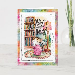 Tarjeta Gato cristiano oración cambia las cosas