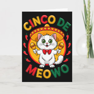 Tarjeta Gato Cute Sombrero Cinco De Meowo Mayo Vibes 