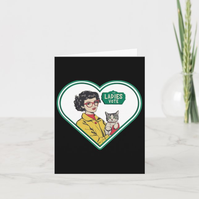 Tarjeta Gato Damas Votan Divertido Tema De Elecciones Dama (Anverso)