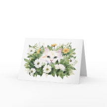 Gato De Acuarela En Daisies