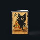 Tarjeta Gato de Anime Kawaii Japonés Comiendo Pizza Un Té<br><div class="desc">Gato de Anime Kawaii Japonés Comiendo Una Pizza De Té</div>