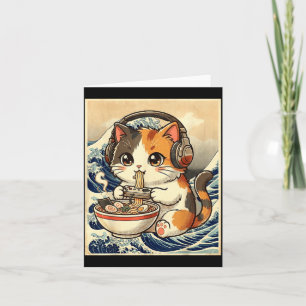 Tarjeta Gato de Anime Ramen Jugador Arte Japonés Retro Vin