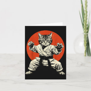Tarjeta Gato de Artes Marciales Karate Judo Bandera Japone