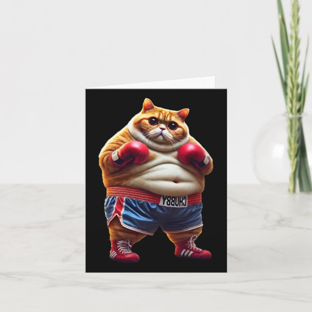Tarjeta Gato De Boxeo Gracioso Con Guantes De Boxeo (Anverso)