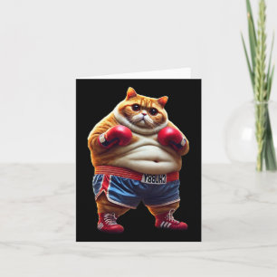 Tarjeta Gato De Boxeo Gracioso Con Guantes De Boxeo