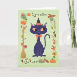Tarjeta Gato de bruja de Halloween