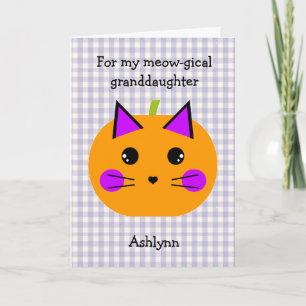 Tarjeta Gato de Calabaza Morada Laberinto de Halloween Nie