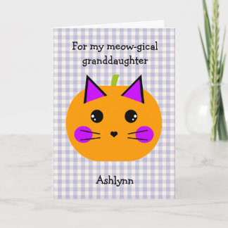 Tarjeta Gato de Calabaza Morada Laberinto de Halloween Nie