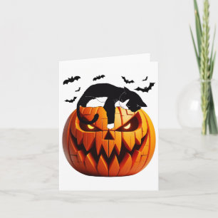Tarjeta Gato de calabaza Tuxedo Halloween Trae Emoción A