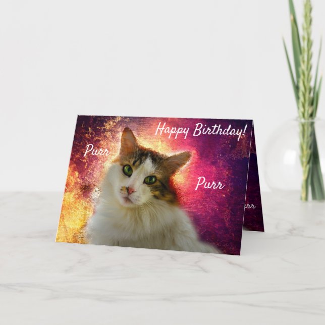 Tarjeta Gato de calico curado adorable (Anverso)