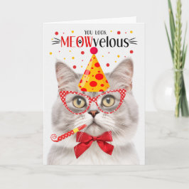 Tarjeta Gato de Champán Plata Tabby MEOWveloz Cumpleaños