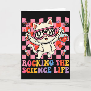 Tarjeta Gato de ciencia retro Maestro de química San Valen