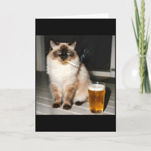 Tarjeta Gato de cigarrillo Gato divertido Ragdoll Gato fum