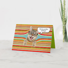Tarjeta Gato de cumpleaños con gafas
