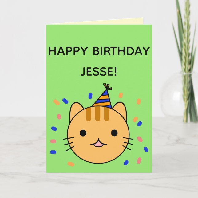 Tarjeta Gato de cumpleaños | Cumpleaños feliz de un gato N (Anverso)
