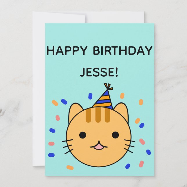 Tarjeta Gato de cumpleaños | Cumpleaños feliz del gato Nar (Anverso)