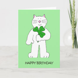 Tarjeta Gato de cumpleaños del Día de San Patricio con Sha