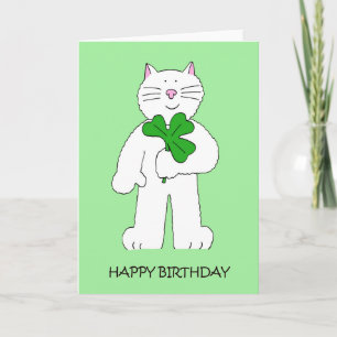 Tarjeta Gato de cumpleaños del Día de San Patricio con Sha