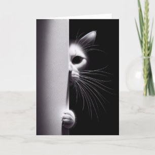 Tarjeta Gato De Cumpleaños Escondido En Las Sombras