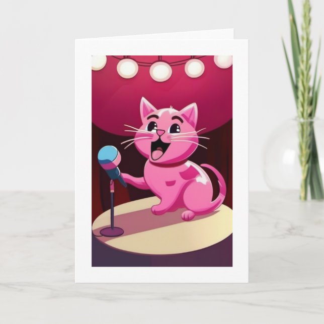 Tarjeta Gato de cumpleaños feliz (Anverso)