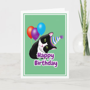 Tarjeta Gato de cumpleaños feliz