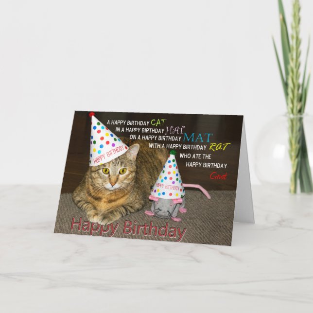 Tarjeta Gato de cumpleaños feliz (Anverso)