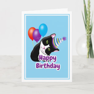 Tarjeta Gato de cumpleaños feliz
