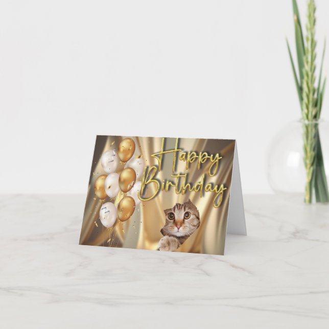 Tarjeta Gato de cumpleaños feliz (Anverso)