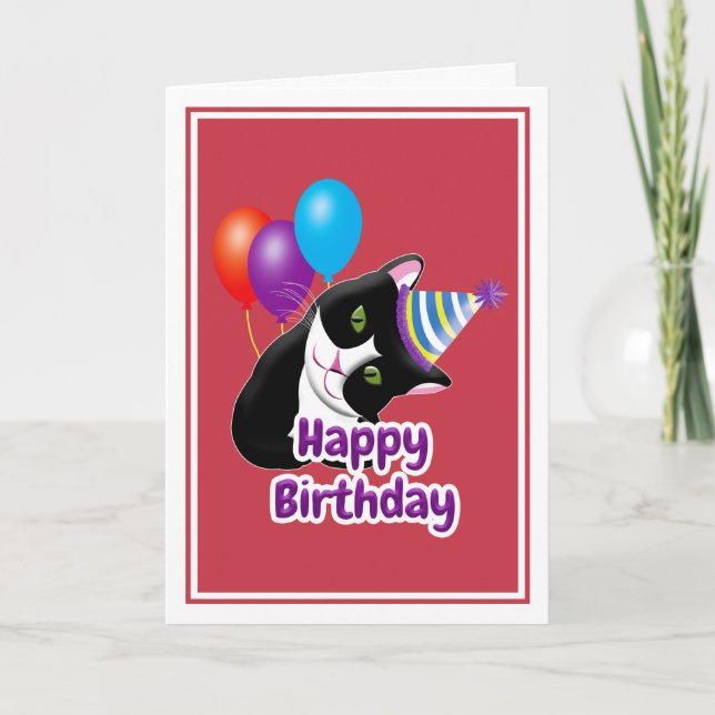 Tarjeta Gato de cumpleaños feliz (Anverso)