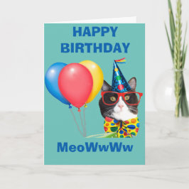 Tarjeta Gato de cumpleaños feliz en el Gorra