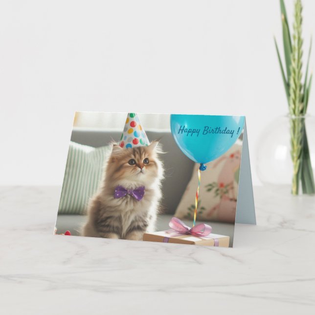 Tarjeta Gato de cumpleaños gatito (Anverso)