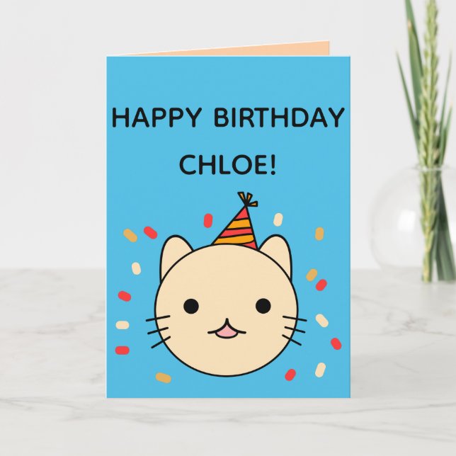 Tarjeta Gato de cumpleaños | Gato Beige Feliz Cumpleaños F (Anverso)